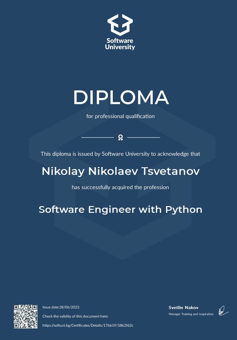 Software Engineer with Python Diploma